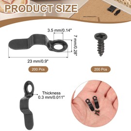 uxcell 200pcs Picture Frame Backing Clips, 0.9" Photo Frame Turn Buttons Fasteners Hardware Corner Clip with 200pcs Screw for Hanging Pictures Craft Drawings, Bow Shaped Black