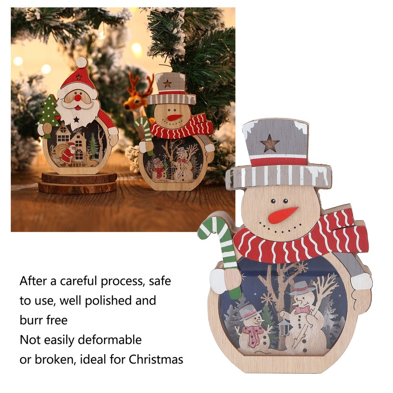 Luminous Christmas Ornament LED Light Emitting Wooden Christmas Decorations Ornaments