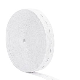 Okaei 5 m Perforated Rubber – Slightly Stretchy Wide Buttonhole Rubber Bands Ideal for Belt Bands and DIY Supplies – Elastic Band Sewing Black or White