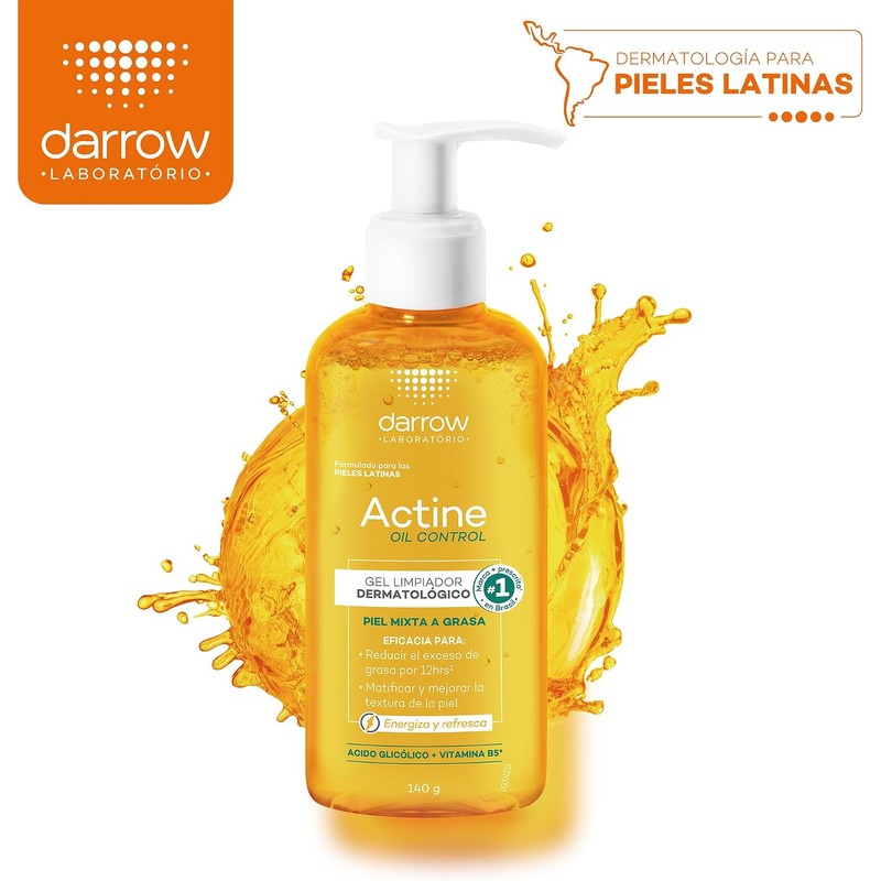 Darrow, Actine Oil Control Gel Limpiador Dermatológico, Piel Mixta a