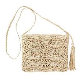 Straw Bags For Women Straw Beach Bag Woven Bag Of Straw Wallet,It Is Very Suitable For Summer Vacation And Travel. (Beige)