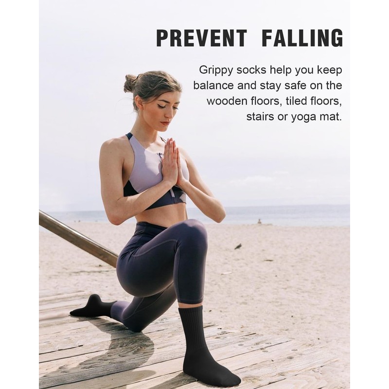 yeuG 4 Pairs Non Slip Pilates Socks with Grips for