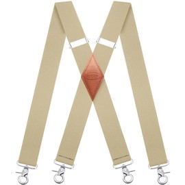 MENDENG Suspenders for Men with 4 Snap Hooks Adjustable Braces Groomsmen Beige