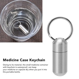 WGFOIP Stainless Steel Pill Box, Keychain Pill Holder, Keychain Pill Box, Waterproof Portable Pill Box Case Bottle for Travel Purse Pocket