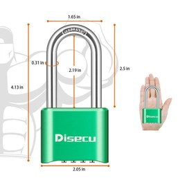 Disecu 4 Digit Heavy Duty Combination Lock 2.5 Inch Long Shackle Outdoor Waterproof Padlock for Sports Gym Locker, Gate, Cabinet, Fence (Green, 2 Pack)