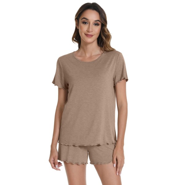 WiWi Pajamas for Women Short Sleeve Top and Long Pants