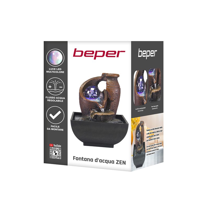 BEPER P201UTP201 Amphora Indoor Fountain with Lighting - Zen Indoor