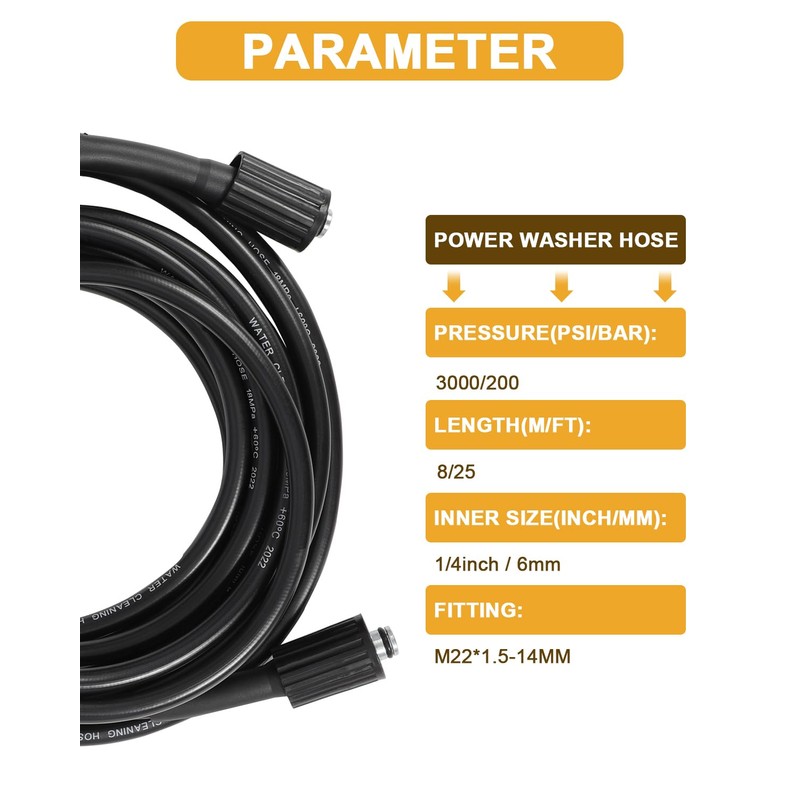 OCPTY 3200 PSI MAX Pressure Washer Hose 25FT x 1/4