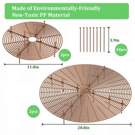 HQHG Plant Pot Grid Cover 4 Pack, 20.8 Inch and 11.8 Inches Cuttable Plastic Grid Flower Protector from Animals Cat Digging Stopper Baby Safety with 40 Stakes
