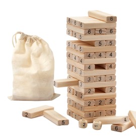 GSE Games & Sports Expert 54-Piece Mini Tumbling Timbers. Tumbling Timbers Game for Kids. Wooden Blocks Stacking Floor Game Set - Build to Over 1.5ft
