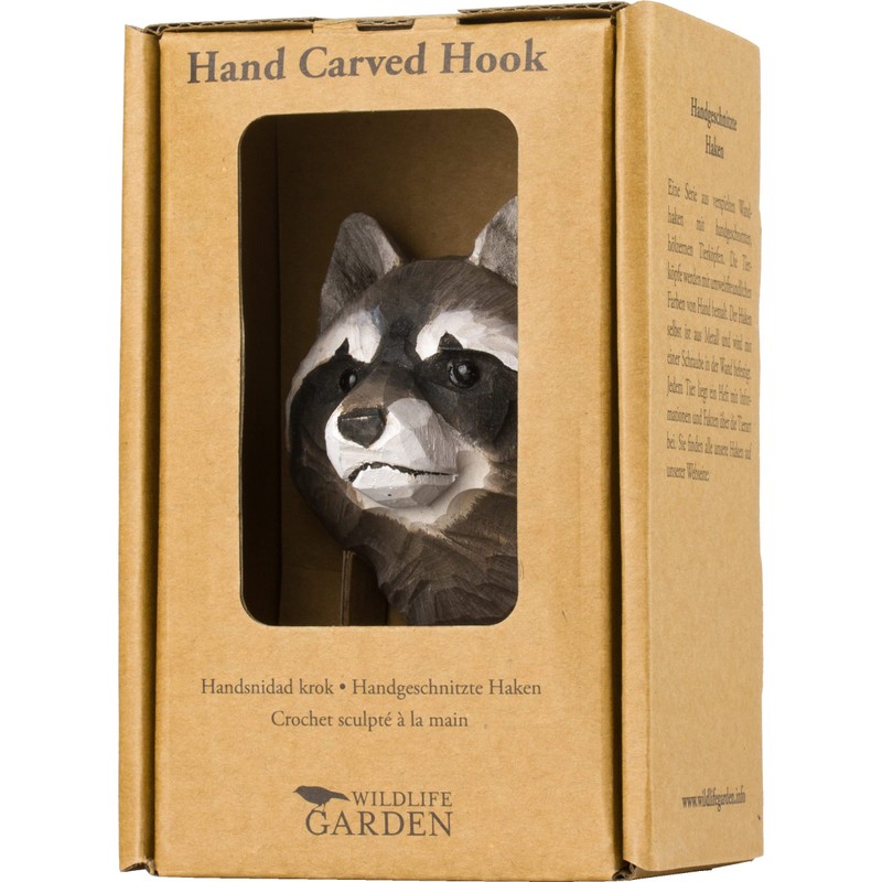 Wildlife Garden WG4544 Raccoon Coat Hook Carved Wood 112 x