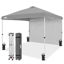 EAGLE PEAK Commercial Canopy 10x10 Pop Up Canopy Tent with 1 Sidewall, Easy Setup Heavy Duty Instant Event Shelter for Vendors & Markets, Outdoor Sun Shade, Light Gray