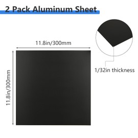 GBACHOOSE 2 Pack 5052 Aluminum Sheet Metal 12 x 12 x 1/32 (0.04”) Inch Black Anodized Aluminum Sheet 1MM Thin Aluminum Plates Engraving Blanks for Laser Engraving, Crafting, Decoration