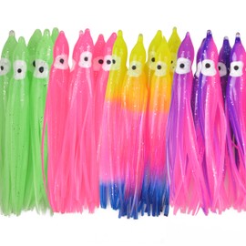 OROOTL Squid Skirts Octopus Skirts Saltwater Trolling Lures Soft Plastic Fishing Lures Glow Octopus Lures Squid Skirt Bait for Sea Bass Salmon Trout Tuna Multicolored 7cm 9cm 11cm