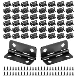 50 Sets Small Hinges for Crafts, 1In Stainless Steel Mini Hinges for Wooden Box Hinge for Jewelry Box, Miniature Folding Butt Hinge Hardware Ideal for DIY Crafts, Small Jewelry Cabinets Making, Black