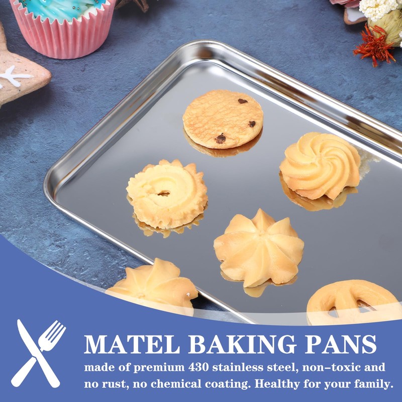 16 Pcs Baking Sheet Stainless Steel Cookie Sheet Small Metal