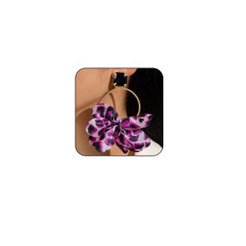 Chunky Leopard Earrings for Women,Big Flower Leopard Print Drop Dangle Earrings,80/90s Statement Earring Jewelry Costume Accessories RoseRed