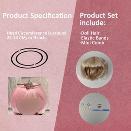 SwiftServ Doll Hair (No Doll), Fit for 17cm (6.7 inch) Height Figures, Accessories and Outfit for Plush or Blind Box Figure