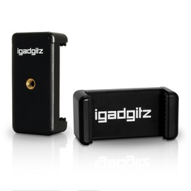 iGadgitz PT310 Mini Lightweight Table Top Stand Tripod and Grip Stabilizer + Universal Smartphone Holder Mount Bracket Adapter – Black