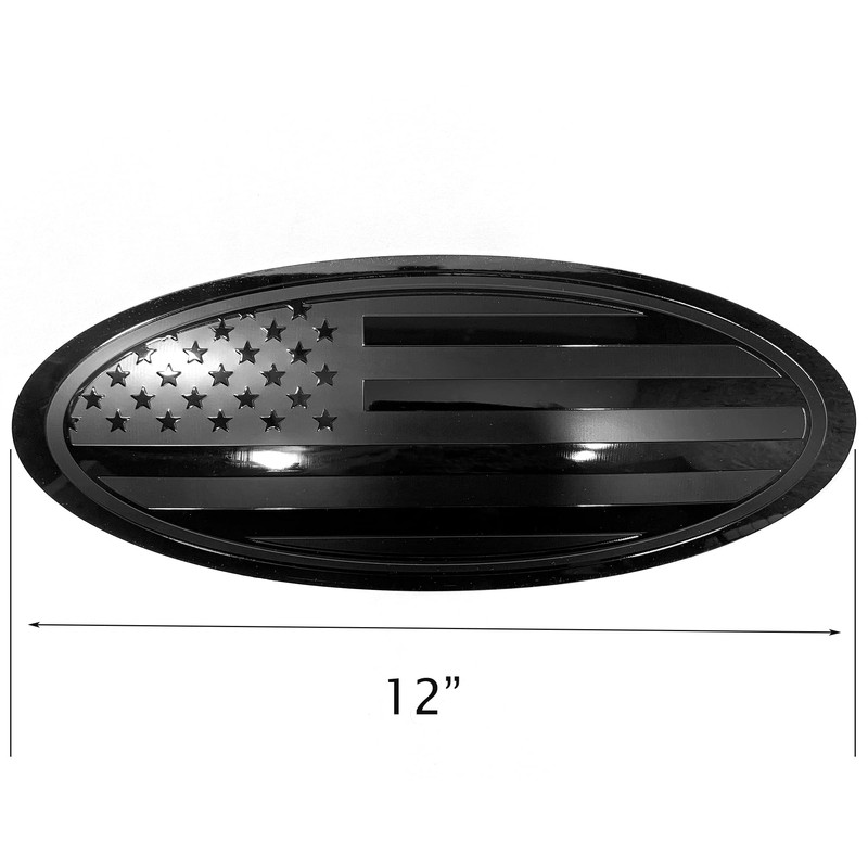 12 inch Front Grille Tailgate Rear Aluminum Overlay American Black