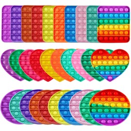 Multicolor 20 Pack Fidget Toys,Push Pop Fidget Sensory Toys Set,Stress Relief Gifts for Kids & Adults,Pop Bulk & Party Favors Toddler Toys for Easter Gifts,Party Supplies,Classroom Prizes