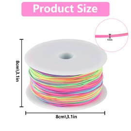Elastic Band for Bracelets, Colourful Elastic Band for Bracelets, 1 mm x 100 m Rubber Cord, Elastic Thread, Rainbow Rubber Cord, Craft Cord for DIY Crafts, Jewellery Making (Colour)