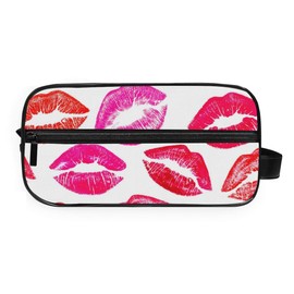 Moyyo Red Lips Travel Toiletry Bag Waterproof Protable Travel Wash Bag Spacious Hanging Toiletries Bag Gym Shower Bag Toiletry Bag Cosmetic Case Organizer Makeup Bag for Women Girls