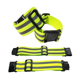 Exporee Pack of 4 Adjustable Reflector Bracelets, Warning Reflector Safety Running Cycling Jogging Reflector Wrist Ankle Leg Waist for Children and Adults