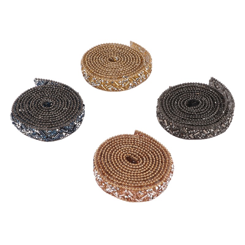 4Pcs Crystal Rhinestone Ribbon Self Adhesive Cuttable Shiny Rhinestone Ribbon