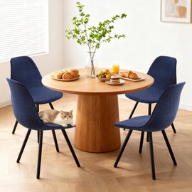 Fuloon Mid Century Modern Dining Chair Covers, Stretchable Armless Shell Slipcovers, Washable Seat Protector for Kitchen, Living, Dining Room, Set of 6, Dark Blue