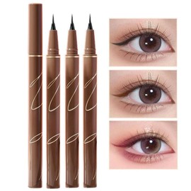 PIPL Eyeliner, Liquid Eyeliner, Extra Fine 0.0004 inch (0.01 mm), Lower Eyelashes, Waterproof Eyeline, Tear Bag Liner, Waterproof, Non-Droping, Teardrop Make, Cosmetics, Beginners (03#, Gray Brown)