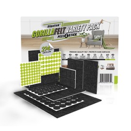 Slipstick Gorilla Felt Furniture Pads (294 Piece Variety Pack) Premium Furniture Pads & Chair Leg Floor Protectors for Hardwood Floors & Hard Surfaces