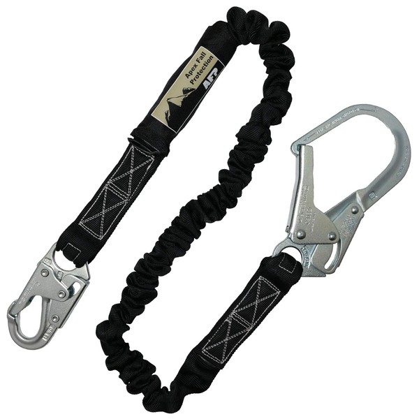 AFP 6FT Single Leg Internal Shock Absorbing Safety Fall Protection Lanyard with Pelican Rebar & Snap Hook |Heavy-Duty Webbing | Roofer, Construction, Scaffolding PPE | OSHA & ANSI Rated