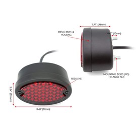 Alchemy Parts Motorcycle LED Stop Taillight for Royal Enfield Continental GT and Interceptor 650 Models Rear Running Brake Light Matt Black with Red Lens