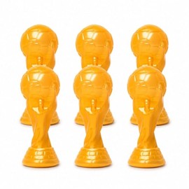 Vasos Copa del Mundo de Fútbol, Color Dorado, 21 cms de Alto, Reutilizables, para Fiestas y Reuniones, Pack de 6 Piezas