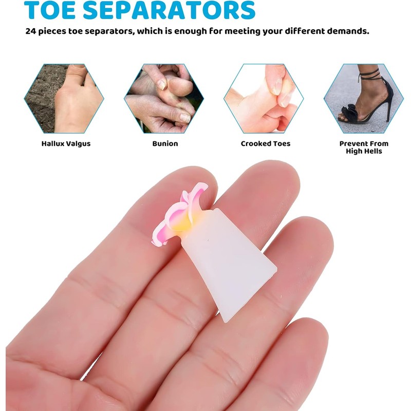 Uonlytech 32 Separadores De Dedos De Silicona Para Pedicura Divisores