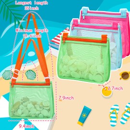 Tagitary Beach Toys Mesh Beach Bag Sand Toy Seashell Collecting Bag Pool Bag Swimming Beach Accessories Gift for Boys and Girls (Only Bags,A Set of 3)
