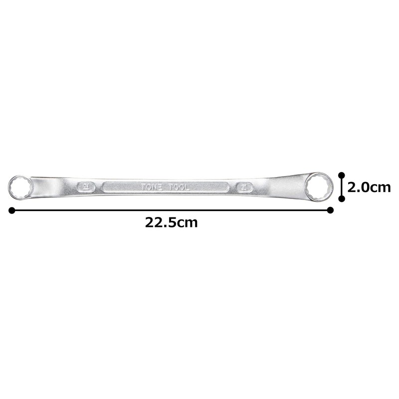 TONE M45-1214 Long Box Wrench (45°) 2-Sided, Widths 12 x