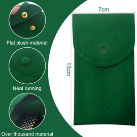 LOMSUXA Pack of 3 Velvet Watch Bags, Single Watch Storage Bag, Watch Travel Case, Portable Watch Organiser with Hinged Lid for Watch Rings, Jewellery, Coins, 13 x 7 cm (Emerald Green)