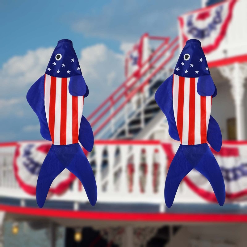 THQZLH USA American Fish Wind Sock Patriotic Wind Socks for