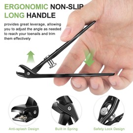 Toenail Clipper for Thick Toenails - 2025 Long Handle Ergonomic Nail Clipper for Seniors, Angled Toe Nail Clippers with Catcher, Precision Fingernails Clipper for Men and Women