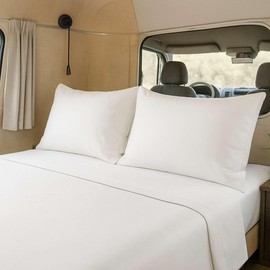Ready To Rest RV King (72x80) Sheet Set 4 Piece - White, Deep Pocket Fitted Sheet for 15 Inch Mattress, Soft Microfiber, Easy Care, Ideal for Bunks in Campers, Vans, Trailers, Motorhomes