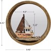 YK Decor Nautical Wood Wall Decoration Hanging Circle Mirror