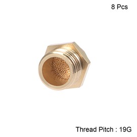 sourcing map 8 pieces 1/4 PT sintered bronze exhaust silencer with brass body flat DE de