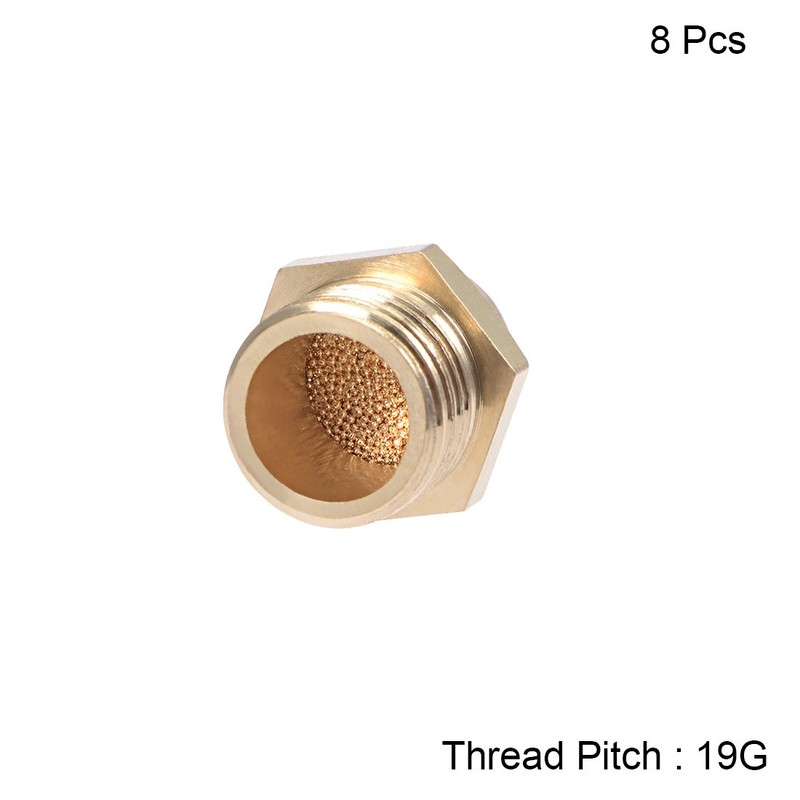 sourcing map 8 pieces 1/4 PT sintered bronze exhaust silencer