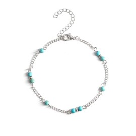 Clataly Turquoise Anklet Bracelets Multilayer Butterfly Anklets Flower Pearl Beaded Ankle Summer Accessories Beach Foot Jewelry for Women (Turquoise Anklet)