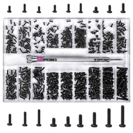 Pack of 500 Micro Screws, Electronic Screws, Laptop Repair Screws, Computer Screws, Glasses Screws, Small Screws, Countersunk Screws, Flat Head for Watches Jewellery (Black)