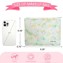 Sunwel Fashion Cute Quilted Makeup Bag for Women Girls Floral Coquette Aesthetic Cosmetic Bags