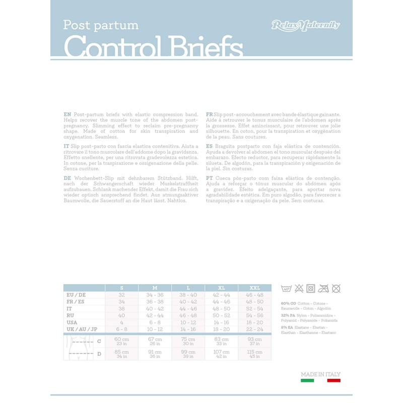 RelaxMaternity 5200 (Black, S) Cotton high-waist postpartum control knickers