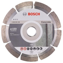 Bosch Professional 1x Diamond Cutting Disc Standard for Concrete (for Concrete, Cellular Concrete, Ø 150 x 22,23 x 2 x 10 mm, Accessories for Angle Grinders)